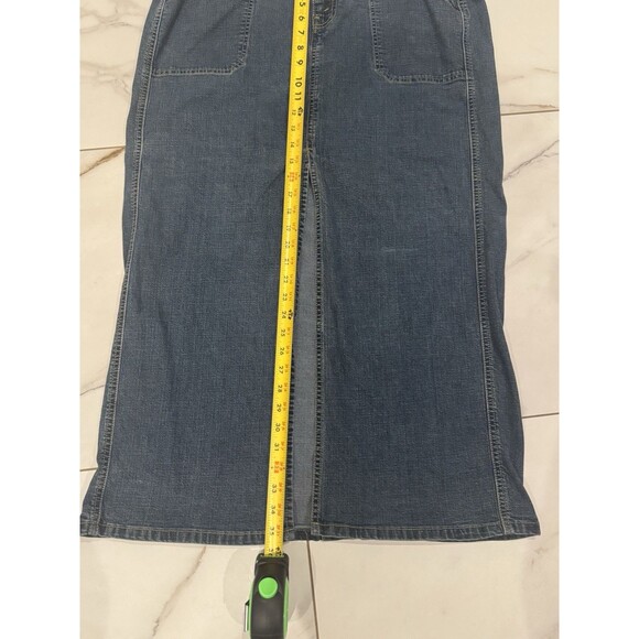 Levi’s Signature Stretch Denim Maxi Skirt Front Slit Dark Wash Misses 16 L/XL - Picture 7 of 11